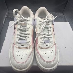 Nike Air Force Sneakers - White, Pink, and Lavender
